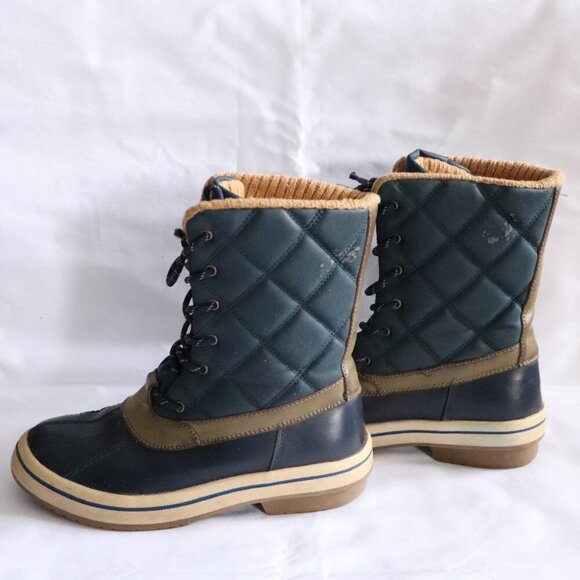 Call It Spring Women's Sz 7.5 Blue/Tan Eraude Winter Lace Up Quilted Snow Boots - Picture 7 of 12